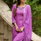 Delicate light purple hand-embroidered modal kurta with matching pants - Dupatta Optional