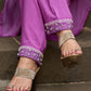 Delicate light purple hand-embroidered modal kurta with matching pants - Dupatta Optional