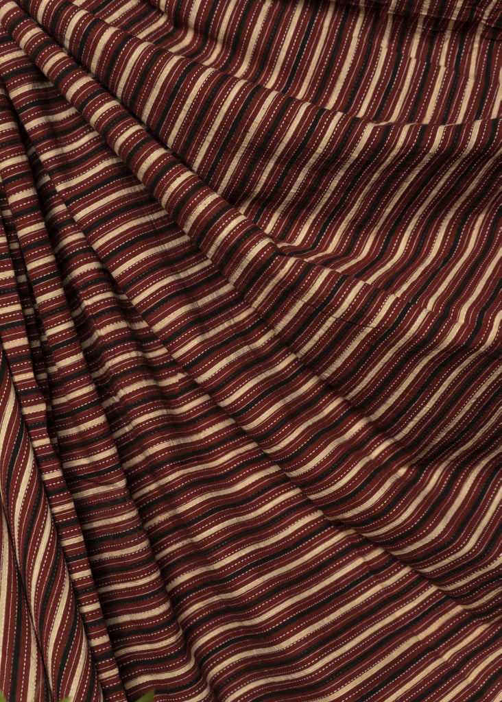 Maroon Kantha Work Cotton Fabric