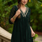 Elegance redefined in this captivating green georgette lace kurta and pant ensemble