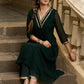 Elegance redefined in this captivating green georgette lace kurta and pant ensemble