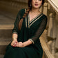 Elegance redefined in this captivating green georgette lace kurta and pant ensemble