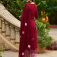 Maroon rayon kurta paired with Hakoba printed pants for effortless elegance - Duppata Optional