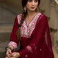 Maroon rayon kurta paired with Hakoba printed pants for effortless elegance - Duppata Optional