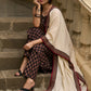 Casual and comfortable black ajrak sleeveless kurta with coordinated pants (Sleeves Provided) - Stole Optional