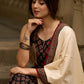 Casual and comfortable black ajrak sleeveless kurta with coordinated pants (Sleeves Provided) - Stole Optional
