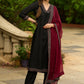 Black modal printed kurta perfectly paired with matching Pants for a regal elegance - Dupatta Optional