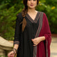 Black modal printed kurta perfectly paired with matching Pants for a regal elegance - Dupatta Optional