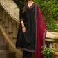 Black modal printed kurta perfectly paired with matching Pants for a regal elegance - Dupatta Optional