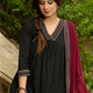 Black modal printed kurta perfectly paired with matching Pants for a regal elegance - Dupatta Optional