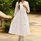 White self-textured lace yoke kurta, paired with matching pants - Dupatta Optional
