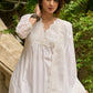 White self-textured lace yoke kurta, paired with matching pants - Dupatta Optional