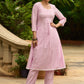 Refreshingly original mauve self-textured Kurta with matching pants - Dupatta Optional