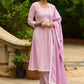 Refreshingly original mauve self-textured Kurta with matching pants - Dupatta Optional