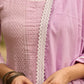 Refreshingly original mauve self-textured Kurta with matching pants - Dupatta Optional