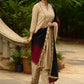 Classic beige self-textured Kurta paired with matching Pants - Dupatta Optional