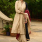 Classic beige self-textured Kurta paired with matching Pants - Dupatta Optional