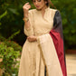 Classic beige self-textured Kurta paired with matching Pants - Dupatta Optional