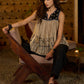 Sleeveless tiered top with embroidered  yoke-Pant optional