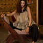 Sleeveless tiered top with embroidered  yoke-Pant optional