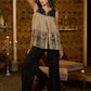 Sleeveless tiered top with embroidered  yoke-Pant optional