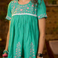 Teal green half sleeve top with pink embroidery-Pant optional