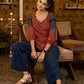 Maroon printed top with contrast details on sleeves - Pant optional