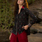 Graceful Block printed black shirt with contrast collar