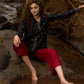Graceful Block printed black shirt with contrast collar
