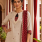 Elegant Beige Textured Kurta with Maroon Keyhole Neckline, Mirror Work & Bandhani Print Palazzo Set