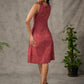Terracotta warli printed overlap dress with off white accents