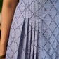 Dreamy grey-to-yellow ombré dress featuring delicate hakoba and graceful pleated detailing.