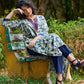 Artisan Indigo Kurta with Animal Motifs, Overlapping Neck and Handcrafted Maroon Mirror Detailing