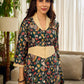 Classic bottle green Kalamkari printed dress with a beige elegant pintuck detailing.