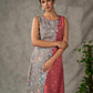 Grey and Rust Kalamkari inspired floral vine printed overlap dress with red accents