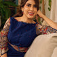 Navy Blue Artisanal Kalamkari prints enhanced with statement sleeves and a waist-defining knotted Kalamkari belt.