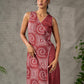 Terracotta warli printed overlap dress with off white accents