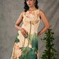 Statement Cream lotus motif dress with earthy olive accents.