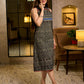 Iconic Black A-Line Cotton Dress with Chevron & Tribal Hand Block Print