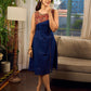 Artisan navy and maroon Kalamkari dress with bold asymmetrical neck detailing.