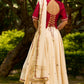 Classic Maroon & Ivory Mirror Work Lehenga Set with Gold Scallop Border Dupatta and Embroidered Maroon Tie-Back Blouse