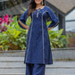 Tarini Midnight Bloom Cotton Silk Gota Patti Kurta