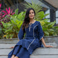 Tarini Midnight Bloom Cotton Silk Gota Patti Kurta
