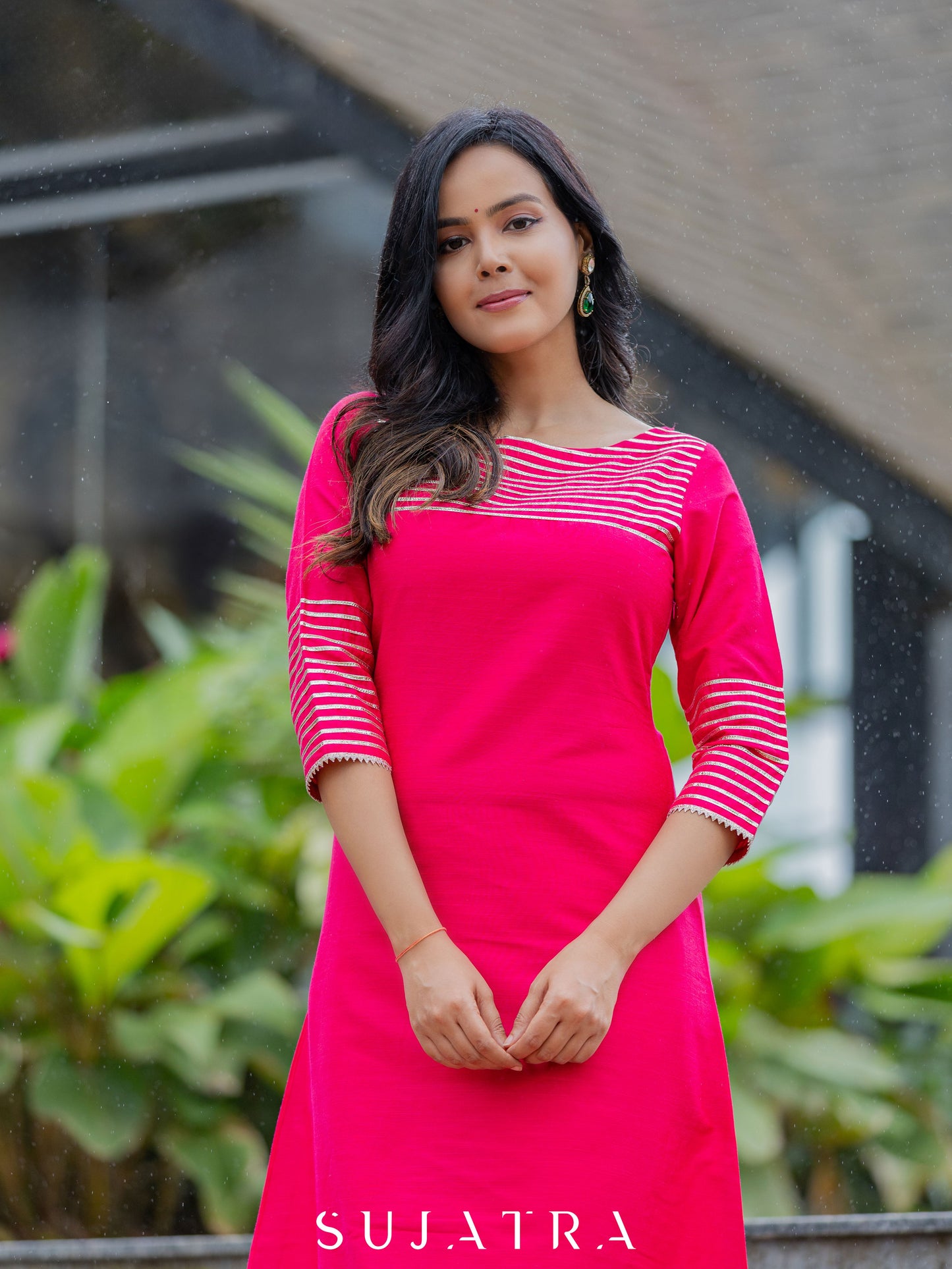 Svarna Cotton Silk Gota Patti A Line Kurta