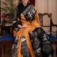 Exclusive pure silk hand batik mustard yellow saree with warli design motifs
