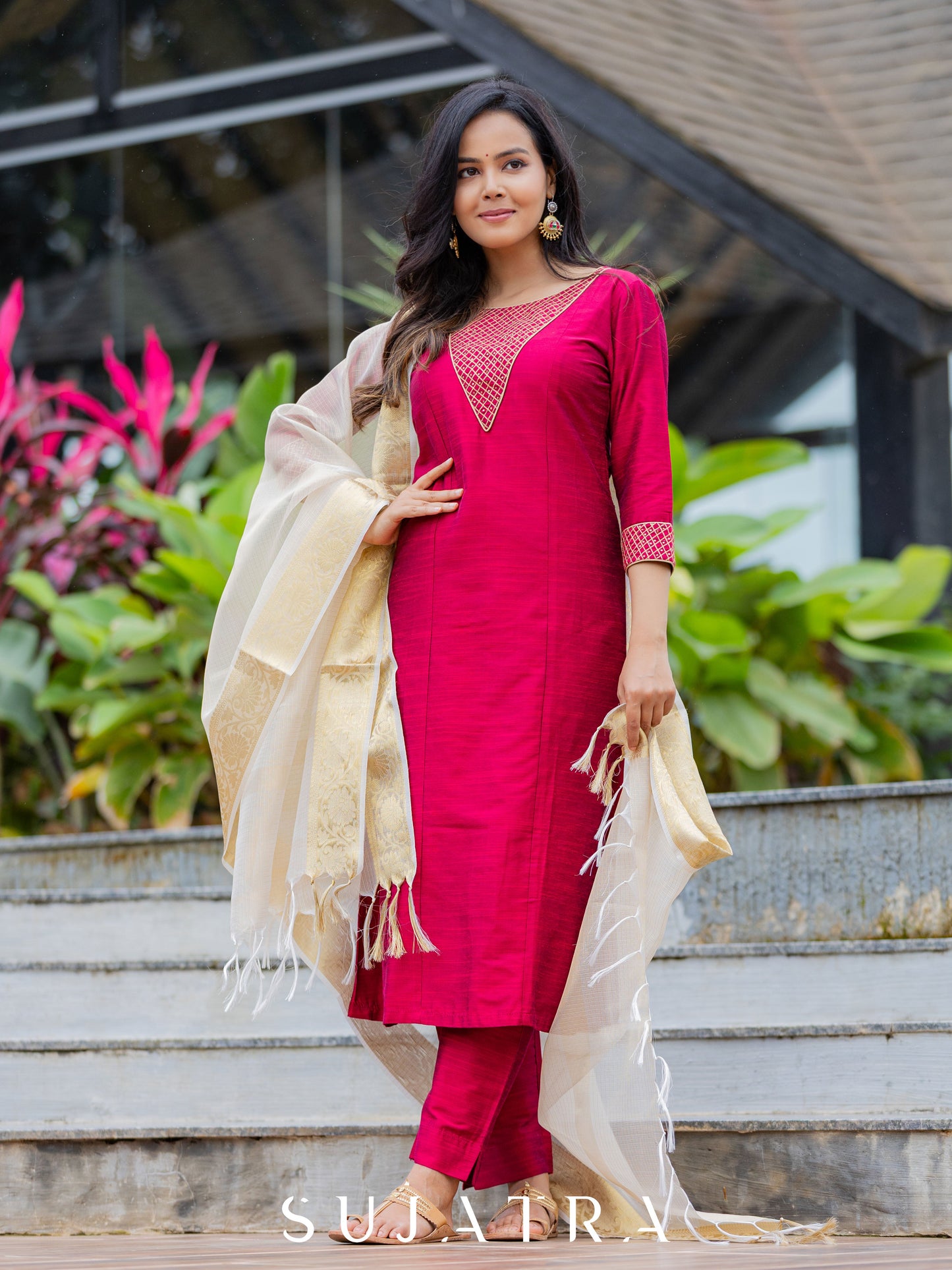 Gulnaar Hand Embroidered Exquisite Cotton Silk Kurta