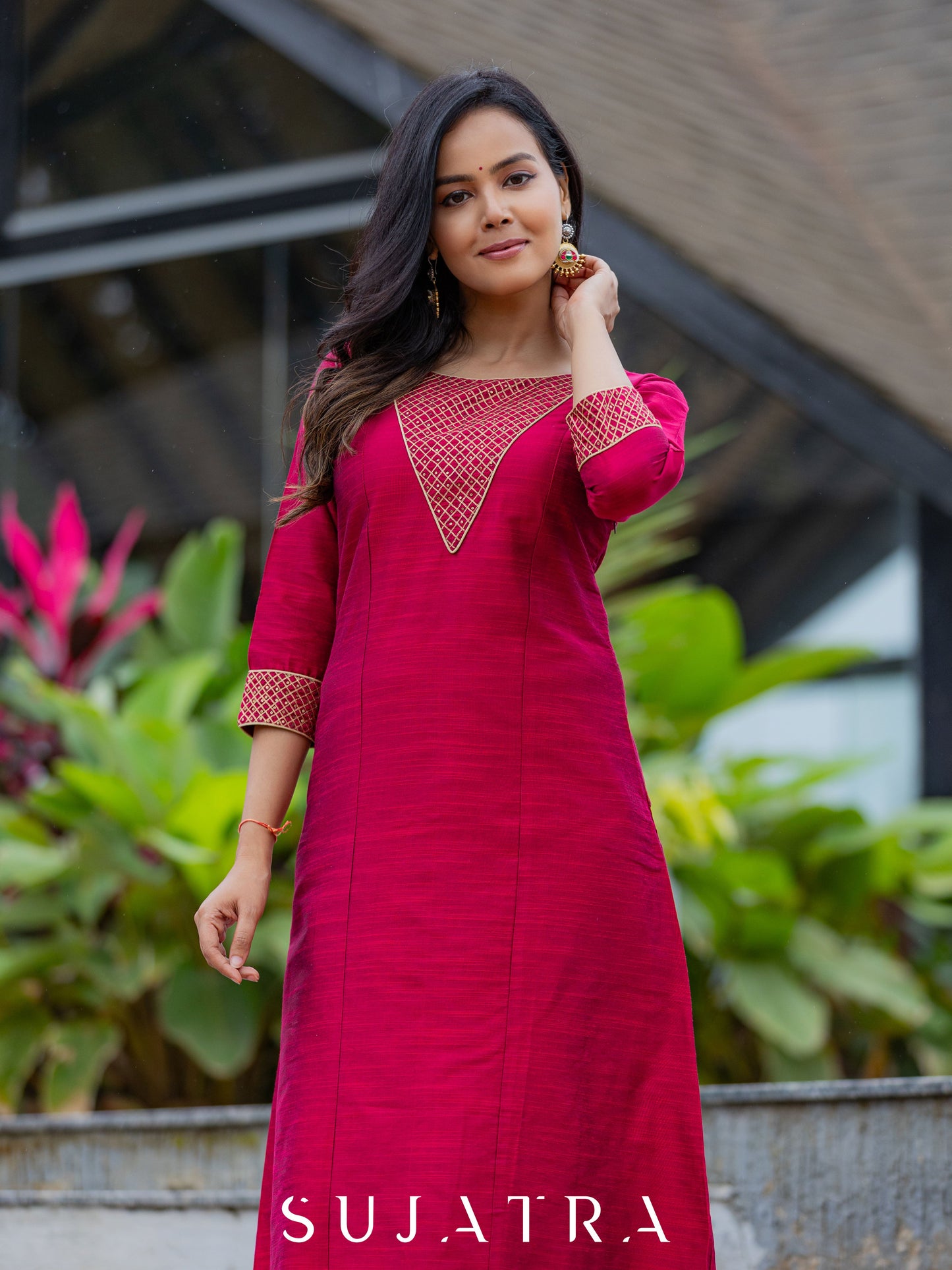 Gulnaar Hand Embroidered Exquisite Cotton Silk Kurta