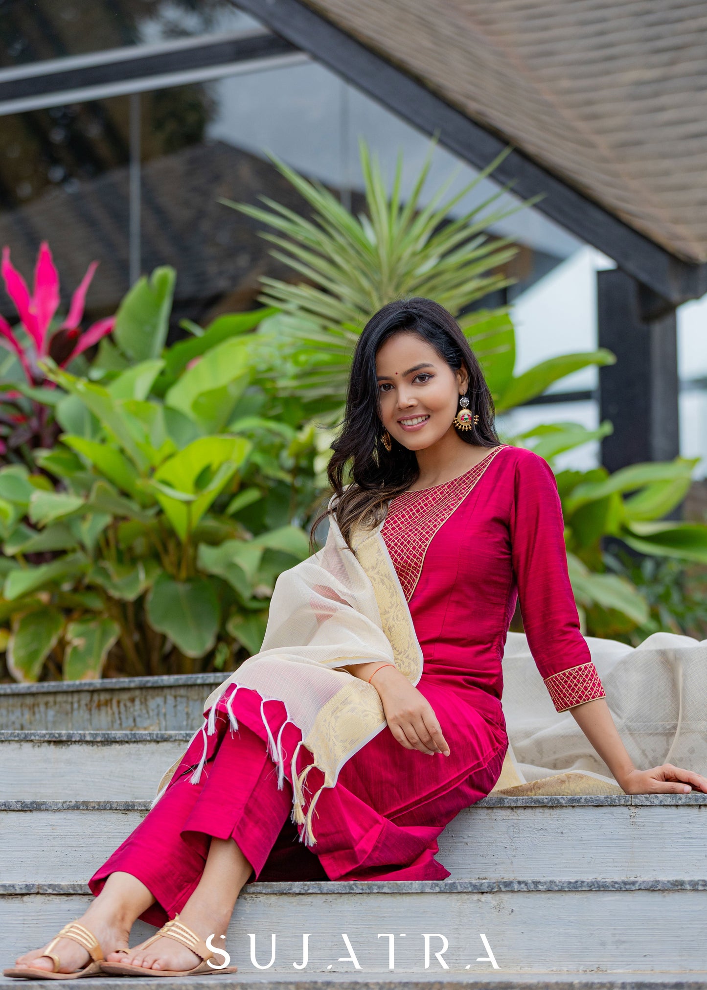 Gulnaar Hand Embroidered Exquisite Cotton Silk Kurta