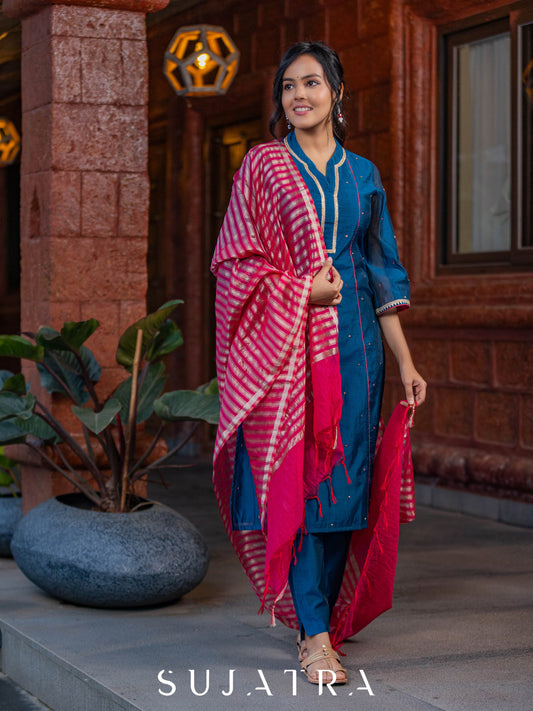 Rangrez Exquisite Hand Embroidered Chanderi Kurta