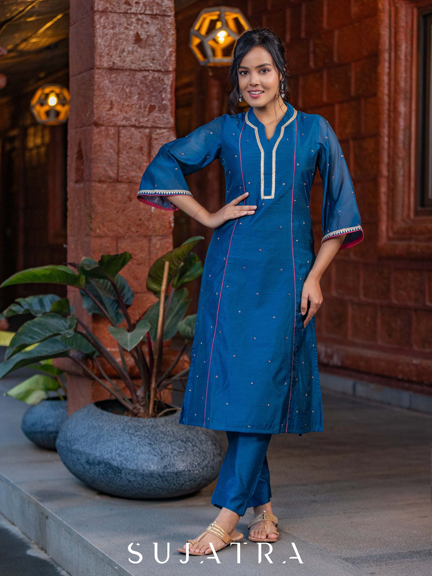 Rangrez Exquisite Hand Embroidered Chanderi Kurta